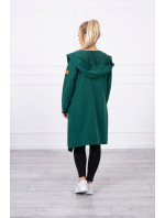 Dlhý kabát s kapucňou tmavo zelený