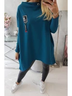Oversize mikina s asymetrickými bokmi námornícka modrá