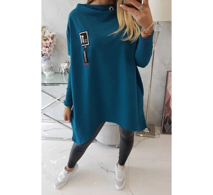 Oversize mikina s asymetrickými bokmi námornícka modrá