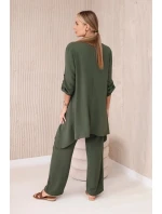 Súprava blúzka + nohavice s khaki príveskom