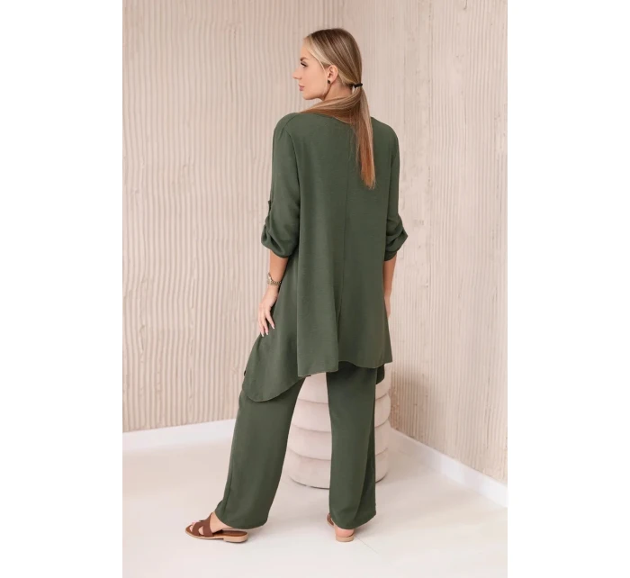 Súprava blúzka + nohavice s khaki príveskom