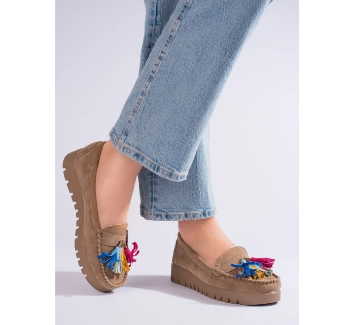 Exkluzívní hnědé  mokasíny dámské