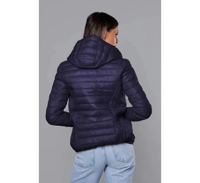 Tmavě modrá dámská prošívaná bunda s kapucí model 18044805 - S'WEST