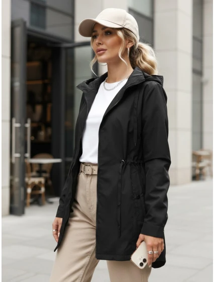 Kurtka damska parka z kapturem czarna model 22007631 - FashionStreet Kurtka damska parka z kapturem czarna model 22007631 - FashionStreet