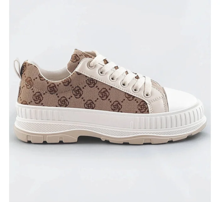 Svetlo béžové tenisky trampky s vyššou podrážkou (S067) Svetlo béžové tenisky trampky s vyššou podrážkou (S067)