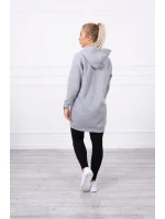 Mikina s kapucňou a nášivkami sivá