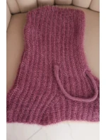 Dámská čepice s kapucí z jemným vzorem se šňůrkami fialový Dámská čepice s kapucí z jemným vzorem se šňůrkami fialový