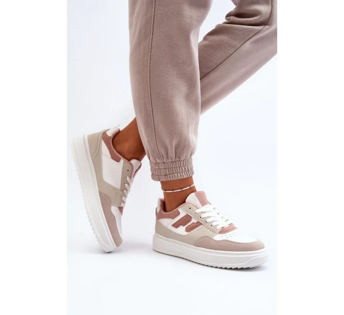 Damskie Niskie Sneakersy Beżowe Regines