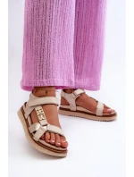 Zazoo 50103 Damskie Skórzane Sandały Na Platformie Beżowe