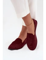 Mokasyny Damskie Z Eko Zamszu Płaskie Bordowe Miryelle