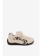 Dětské sportovní boty na suchý zip béžové s leopardem Perrin Dětské sportovní boty na suchý zip béžové s leopardem Perrin
