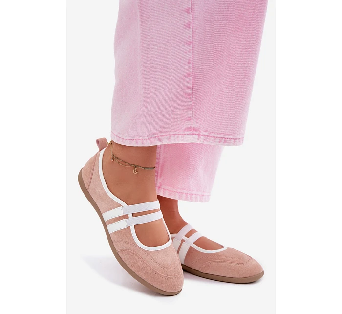 Sportovní baleríny s pásky Růžové model 22107345 - Boto