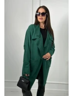 Dámsky plášť s vreckami 9587 Tmavo zelená - Kesi