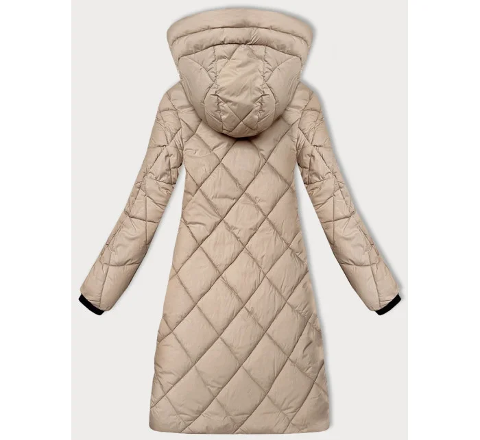 Béžová dámska prechodná bunda s kapucňou Libland (LD-7735)