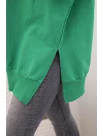 Dámska bavlnená mikina so širokým spodným lemom zelená