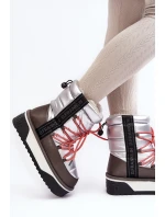 Śniegowce Damskie Na Grubej Podeszwie Wegańskie D.Franklin DFSH371006 Srebrne