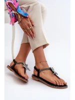 Dámské Ploché Sandály S Ozdobným Stříbrné model 21662044 - EVENTO Dámské Ploché Sandály S Ozdobným Stříbrné model 21662044 - EVENTO