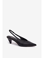 Sandále na kužeľovom podpätku z imitácie kože Black Sapphire