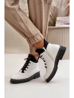 Dámske zateplené členkové topánky z eko kože White Dámske zateplené členkové topánky z eko kože White
