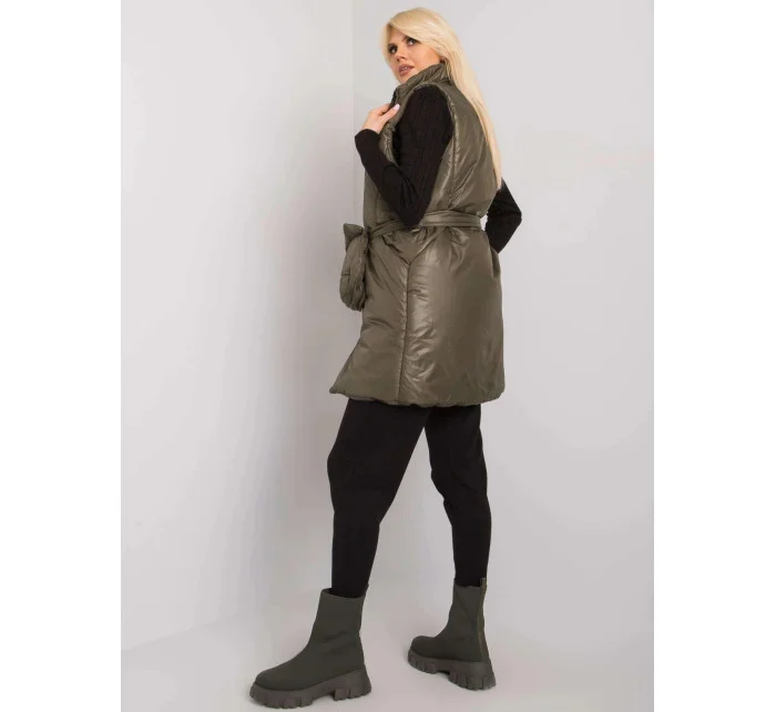 Péřová vesta v khaki barvě se stojáčkem model 20500626 - Factory Price Péřová vesta v khaki barvě se stojáčkem model 20500626 - Factory Price