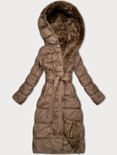 Minoritská hnedá obojstranná kožušinová zimná bunda (P3-6020-305)
