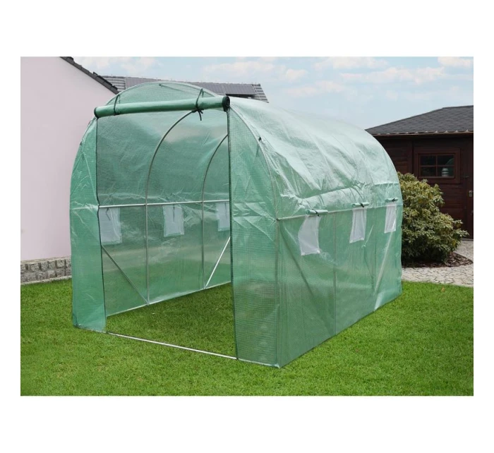 SKLENÍK ZÁHRADNÝ TUNEL 200X300X200CM PE KONŠTRUKCIA ZELENÁ OCEĽ