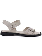 Dámské béžové kožené sandály model 22117680 - VINCEZA