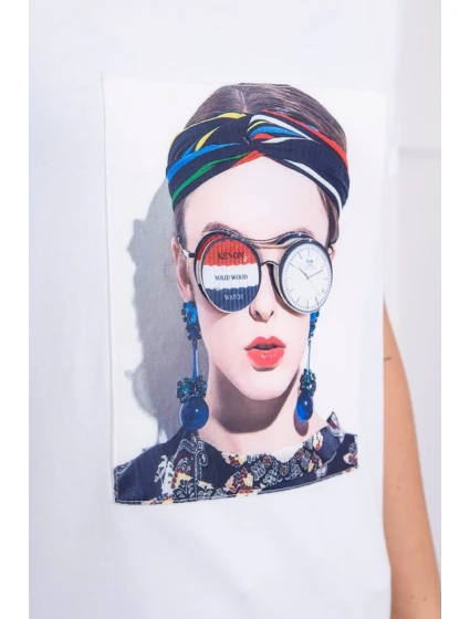 Halenka s model 18742982 grafikou bílá - K-Fashion