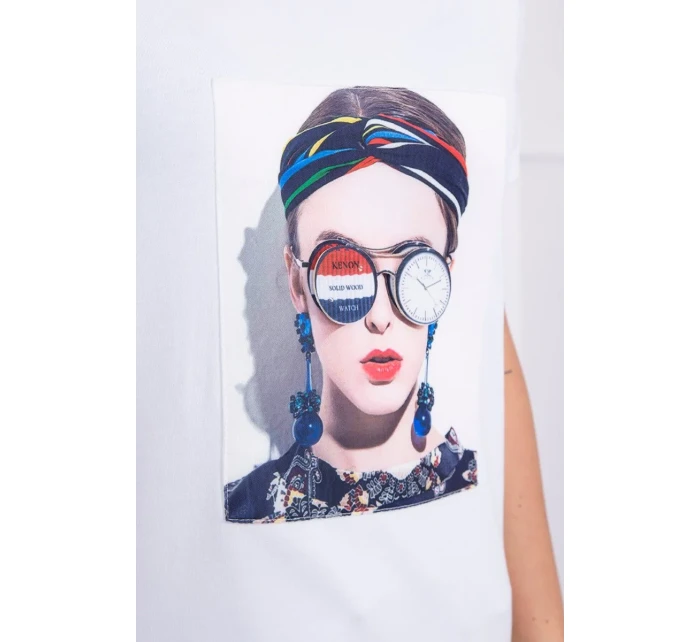Halenka s model 18742982 grafikou bílá - K-Fashion