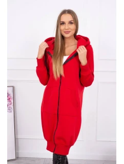 Zateplená dlhá mikina s kapucňou červená