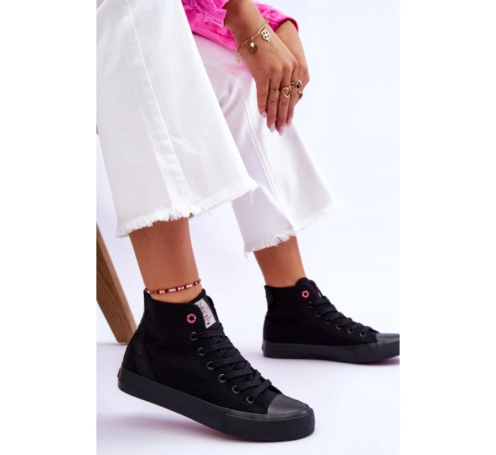 Damskie Klasyczne Wysokie Trampki Cross Jeans LL2R4088C Czarne