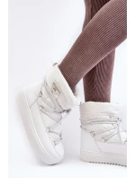 Dámské sněhule na platformě s vázáním bílé model 21641618 - Boto Dámské sněhule na platformě s vázáním bílé model 21641618 - Boto