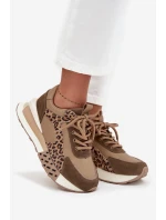Kožené dámské tenisky na platformě leopardí vzor model 21712445 hnědé - Artiker