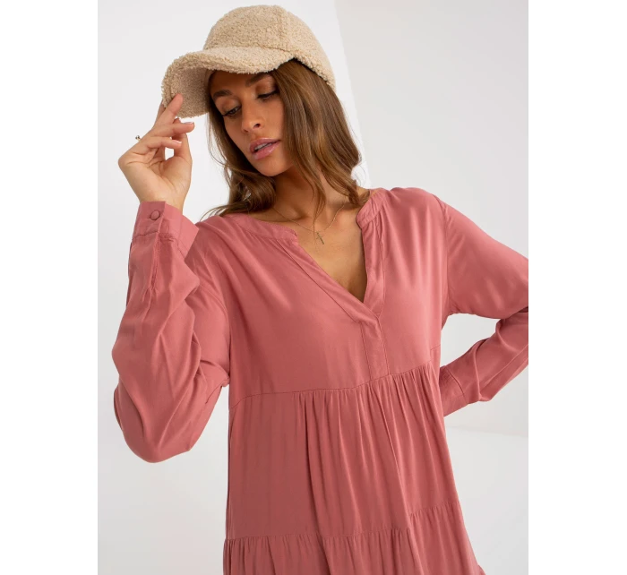 Šaty D73761M30361A tmavo ružové