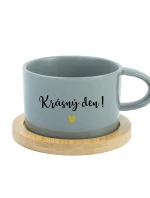 KRÁSNÝ DEN! - šedý hrníček makronka 200 ml
