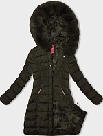 Dámska zimná bunda s kapucňou khaki (2M-21013)