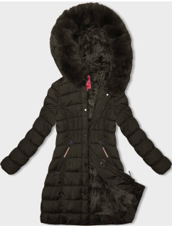 Dámska zimná bunda v khaki farbe s kapucňou (LHD-23013)