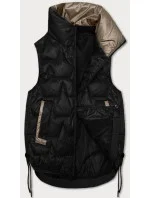 Čierna krátka dámska vesta so šnúrkou v páse S'West (B8358-1)