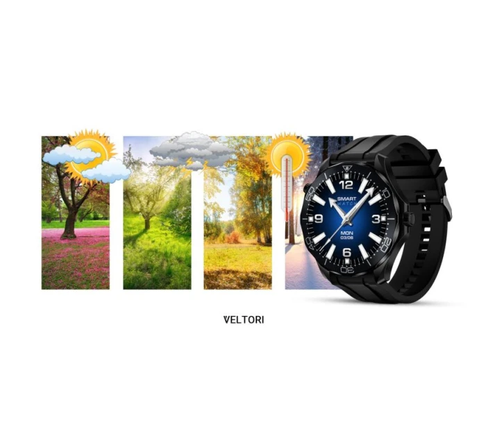 Černý silikonový řemínek + černý náramek model 21805557 - VELTORI