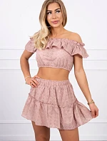 Vyšívaná súprava s kapučínovou blúzkou s bodkami