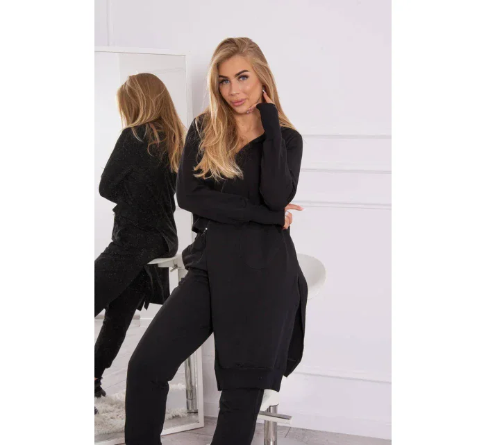 Souprava mikiny s delší model 18749182 černá - K-Fashion