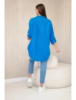 Bavlnená mušelínová košeľa oversize tyrkysová