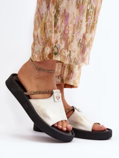 Kožené dámské žabky model 21646214 stříbrné - Zazoo