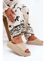 Piankowe Klapki Damskie Na Platformie Big Star RR274A569 Beżowe