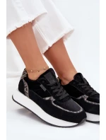 Zamszowe Sneakersy Damskie Big Star OO274A312 HI-POLY SYSTEM Czarne Panterka Zamszowe Sneakersy Damskie Big Star OO274A312 HI-POLY SYSTEM Czarne Panterka