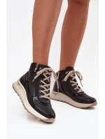 Sportovní dámské boty na platformě z přírodní kůže model 21713749 Černé - Zazoo