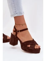 Dámské sandály na podpatku čokoládové Janelia