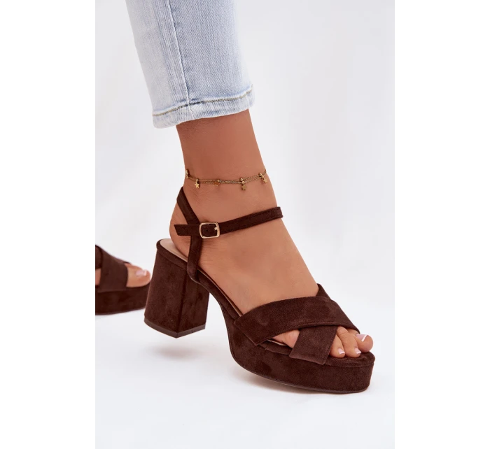 Dámské sandály na podpatku čokoládové Janelia