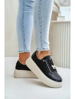 Dámske kožené tenisky na platforme s brošňou Vinceza Black