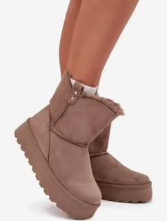 Dámske snehule na platforme s kožušinou Evelira - svetlo béžové